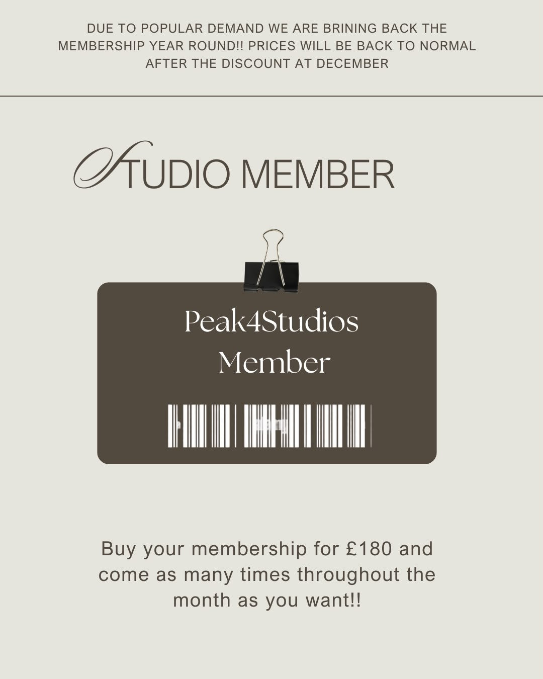 Peak4 Studios Membership